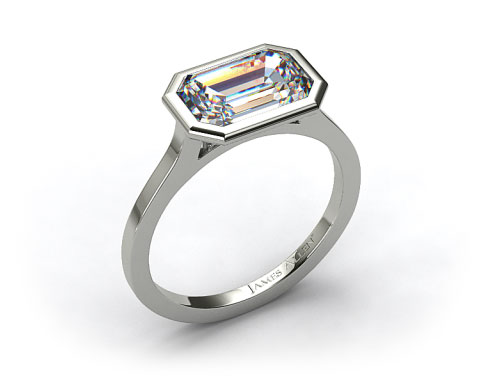 Platinum Bezel Solitaire Engagement Ring (Emerald Center)